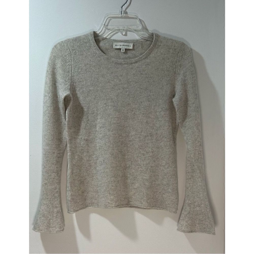 White + Warren 100% cashmere women’s tan sweater bell sleeve size XS. #39-0989